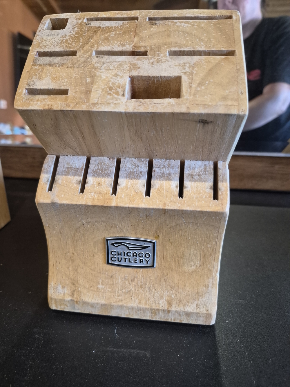 1Vintage  Knife Block Chicago Cutlery 14 Slot Solid Oak Wood No Knives
